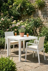 Biały kwadratowy stolik ogrodowy E1-L24