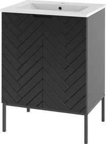 Szafka z umywalką wpuszczaną Aspen 09, czarna, 60 cm - zestaw 3
