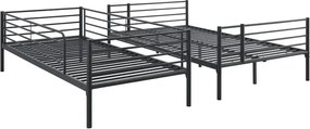 Łóżko Piętrowe Młodzieżowe 90x200 cm/ 120x200 cm TRES Metalowe Czarne