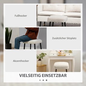 HOMCOM Stołek, Podnóżek, Siedzisko z Wypełnieniem, Wygląd Kaszmiru, Nogi Stalowe, 42 x 42 x 47 cm, Jasnoszary