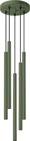 Lampa Wisząca Nowoczesny Pastelo, Stal - 5 Źródło - L.25 X H.104 Cm - Zielony Oliwkowy