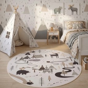 Kremowy dywan dziecięcy odpowiedni do prania ø120 cm Coco 1135 – Ayyildiz Carpets