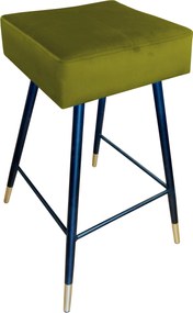 Hoker MAX krzesło barowe tkanina Welur podstawa metalowa : Kolor nogi - Czano-złota stożek, Kolor tkaniny - VELVET - BL75, Typ siedziska - Siedzisko stałe