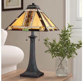 Quoizel QZ-NAVAJO-TL-VB - Lampa stołowa Tiffany NAVAJO 2xE27/60W/230V