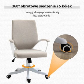 Vinsetto Fotel biurowy obrotowy z regulacją wysokości grubo wyściełany beżowo-biały poliester | Aosom PL