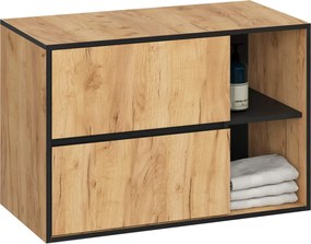 Wisząca szafka łazienkowa 90 cm dab craft+ czarny H1-H37
