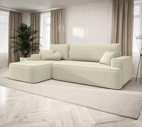 Kremowy narożnik rozkładany z pojemnikiem W3-R73