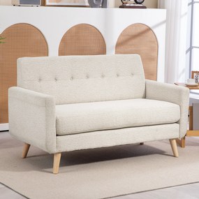 HOMCOM Sofa Dwuosobowa, Komfortowa, 134x71x82 cm, Beżowa