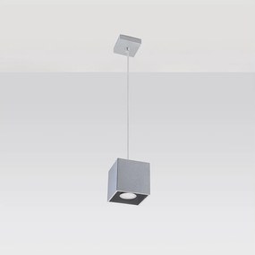 Lampy wiszące nowoczesny Quadx, aluminium - 1 źródło światła 4000K - L.10 x H.110 cm - szary