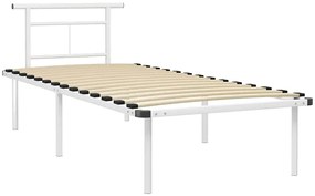 Białe metalowe łóżko z zagłówkiem 100x200 cm F1-L02