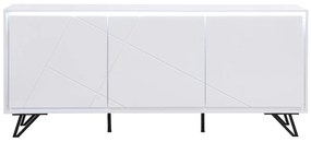 Komoda 3-drzwiowa z oświetleniem LED z MDF-u – Biały lakierowany – SALIANO