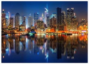 Obraz na szkle - Manhattan w nocy (70x50 cm)