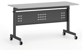 Mobilny stół PRIMO MOBI, 140x60 cm, czarna podstawa, szary