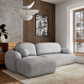 Masseno Narożnik MODENZA z funkcją spania i pojemnikiem na pościel Narozniki L, Rozkładana sofa - Jasnoszary, NOW OR NEVER 83