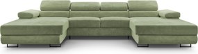 Masseno Narożnik GIULIO z funkcją spania i pojemnikiem na pościel Narozniki U, Rozkładana sofa - Zielony, POSO 47