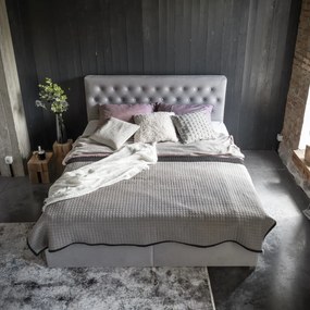 Łóżko kontynentalne LOREE VELVET 180x200 szare z pojemnikiem ELTAP