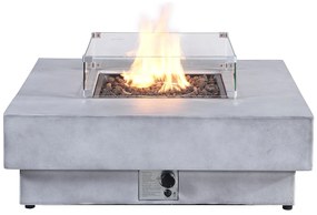 Stolik kwadratowy z paleniskiem gazowym z MGO imitującego beton - SEROZA