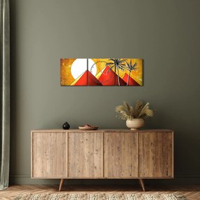 Obraz malowanych egipskich piramid (z zegarem) (90x30 cm)