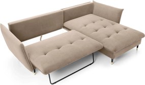 Beżowy welurowy narożnik rozkładany D5-C21