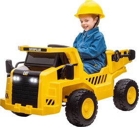AIYAPLAY Elektryczna Koparka dla Dzieci, Ładowarka Caterpillar, 3-5 km/h, z Pilotem, 3-6 lat, Żółta