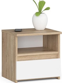 Szafka nocna AKORD CL1 Dąb Sonoma 40 cm 1 szuflada fronty kolor Biały mat 1 półka 40x35x40 cm