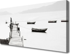 Zdjęcie na płótnie Przystań Łodzi pod Mostem