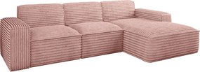 Narożnik w kształcie L Siena, tkanina Velo, Różowy, Prawy