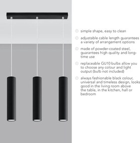 Czarna metalowa lampa wisząca Castro – Sollux