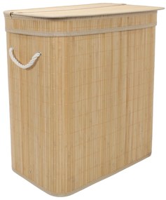 Bambusowy kosz na pranie, dwukomorowy ARVI, 100 l