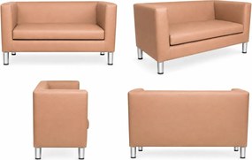 Sofa Monaco : Kolor nogi - Chrom, Kolor tkaniny - EKO-SKÓRA - 14D, Typ tkaniny - Eko-skóra , Wysokość nogi - 15 cm