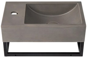 Umywalka wisząca betonowa ze stelażem - Bateria po lewej - szer. 40 x gł. 22 cm - UCHAMI