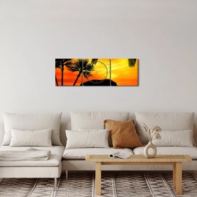 Obraz - papugi i słonie (z zegarem) (90x30 cm)