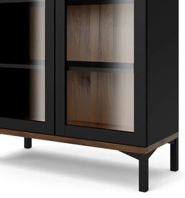 Czarno-naturalna witryna w dekorze orzecha 89x203x36 cm Roomers – Tvilum