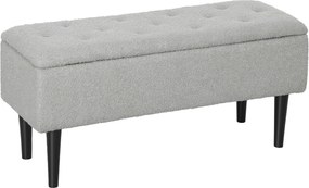HOMCOM Ławka do Siedzenia z Przestrzenią do Przechowywania, do 120kg, Wygląd Aksamitu, 95x38x45cm, Szara