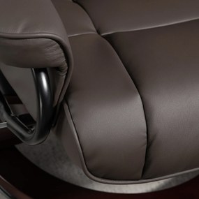 HOMCOM Fotel relaksacyjny z podnóżkiem, obrotowy i z funkcją pochylania, Pokrycie ze skóry ekologicznej, Do 150 kg, Drewniana rama, Brązowy