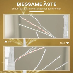 HOMCOM Sztuczna Tanna z Oświetleniem LED, 180 cm Wysokość, Realistyczna Kora, Biały