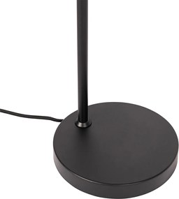 Designerska lampa stołowa czarna z mosiądzem i bursztynowym szkłem - Zuzanna