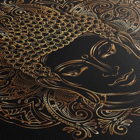 Obraz złotego Buddy (z zegarem) (90x30 cm)