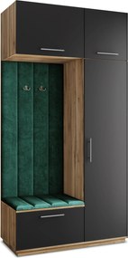 Masseno Garderoba REMA 120/240/60 cm Nowoczesna Szafa do Przedpokoju Dąb wotan, MONOLITH 37 (Butelkowa zieleń)