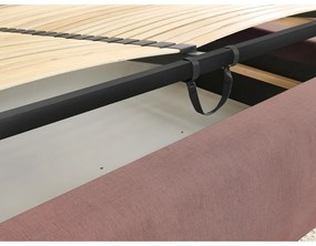 Jasnoróżowe tapicerowane łóżko dwuosobowe ze schowkiem i stelażem 160x200 cm Jagna – Bobochic Paris