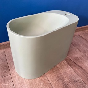 Umywalka z kamienia syntetycznego nablatowa / wisząca owalna zielona 45 x 22 cm OVELA Green