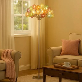 Lampa podłogowa GRAPE, chrom + kolorowe szkło