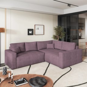 Masseno Narożnik ERONIS z funkcją spania i pojemnikiem na pościel Narozniki L, Rozkładana sofa - Wrzosowy, POSO 130