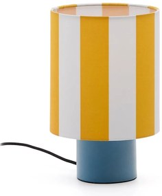 Żółto-niebieska lampa stołowa z tekstylnym kloszem (wysokość 25 cm) Ciral – Kave Home