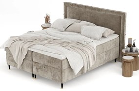 Beżowe łóżko boxspring ze schowkiem 160x200 cm Voyage – Maison de Rêve