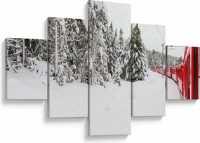 Obraz - Pociąg w zaśnieżonym krajobrazie (125x70 cm)