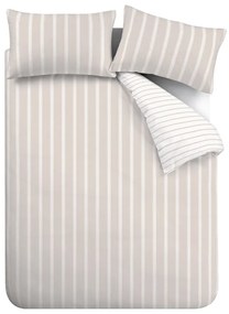 Beżowa bawełniana pościel jednoosobowa 135x200 cm Ashford Stripe – Bianca