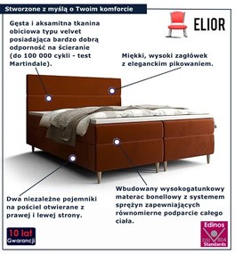 Cynamonowe tapicerowane łóżko kontynentalne 7 rozmiarów L0-L28