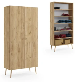Szafa LEBEL z półkami 87cm dąb craft złoty MELIMEBLE