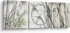 Obraz - Bambusy, rysunek (z zegarem) (90x30 cm)